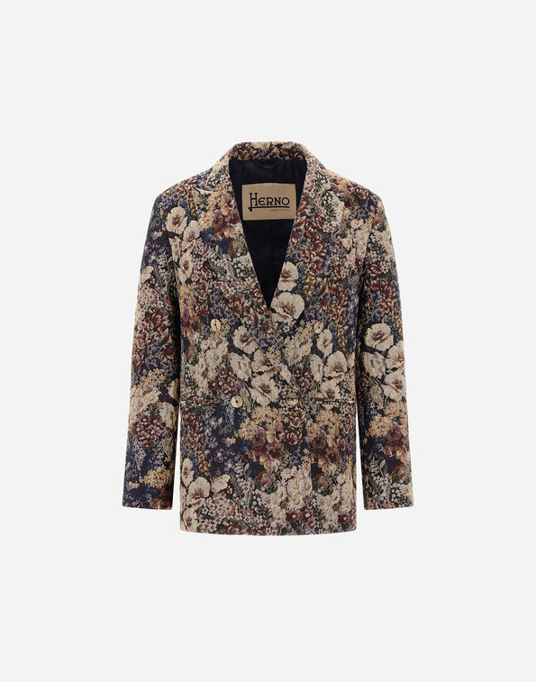 Herno FLORAL-MOTIF JACQUARD BLAZER Navy Blue GA000335D12936J9200