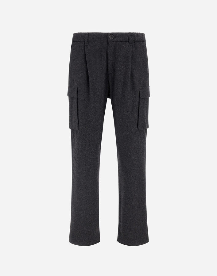 Herno CARGO TROUSERS IN WOOL FLANNEL Iron PT000157U127729487