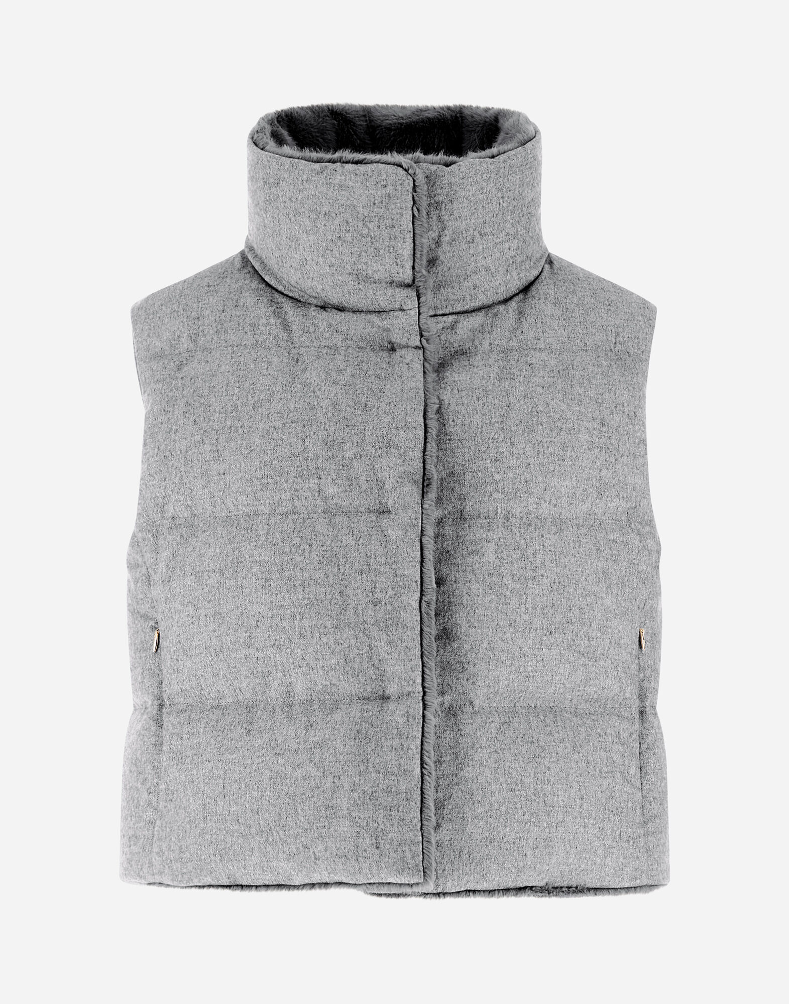VEST IN CASHMERE SILK AND NEW LADY FAUX FUR in Light Grey for Women Herno