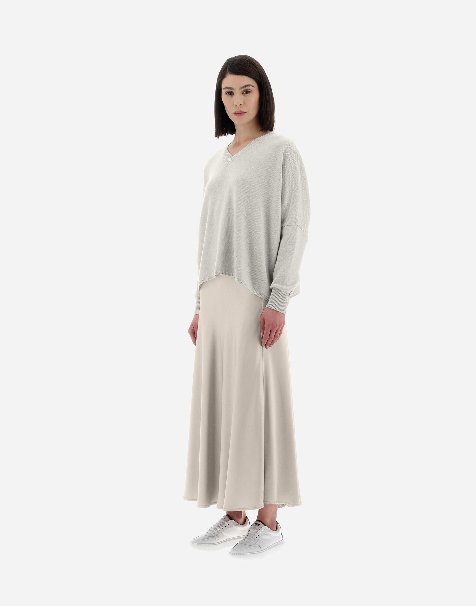 White company bias cut outlet skirt