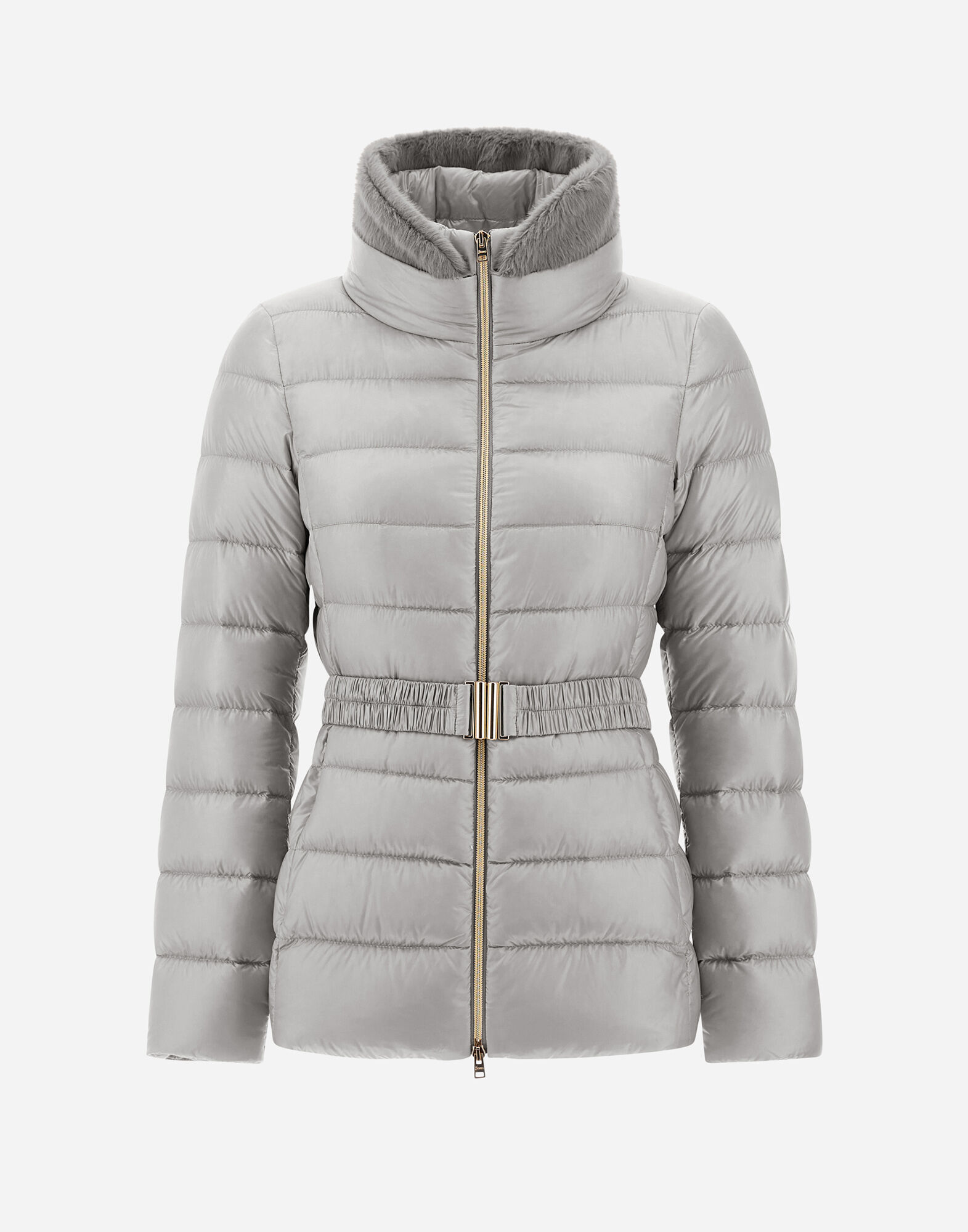 PIUMINO GIACCA COLLO NEW ECOFUR HD in Grey Pearl for Women Herno