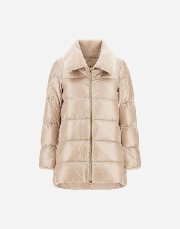Herno A-SHAPE JACKET IN NYLON ULTRALIGHT AND LADY ALTERNATIVE FUR Chantilly PI002140D12017Z1985