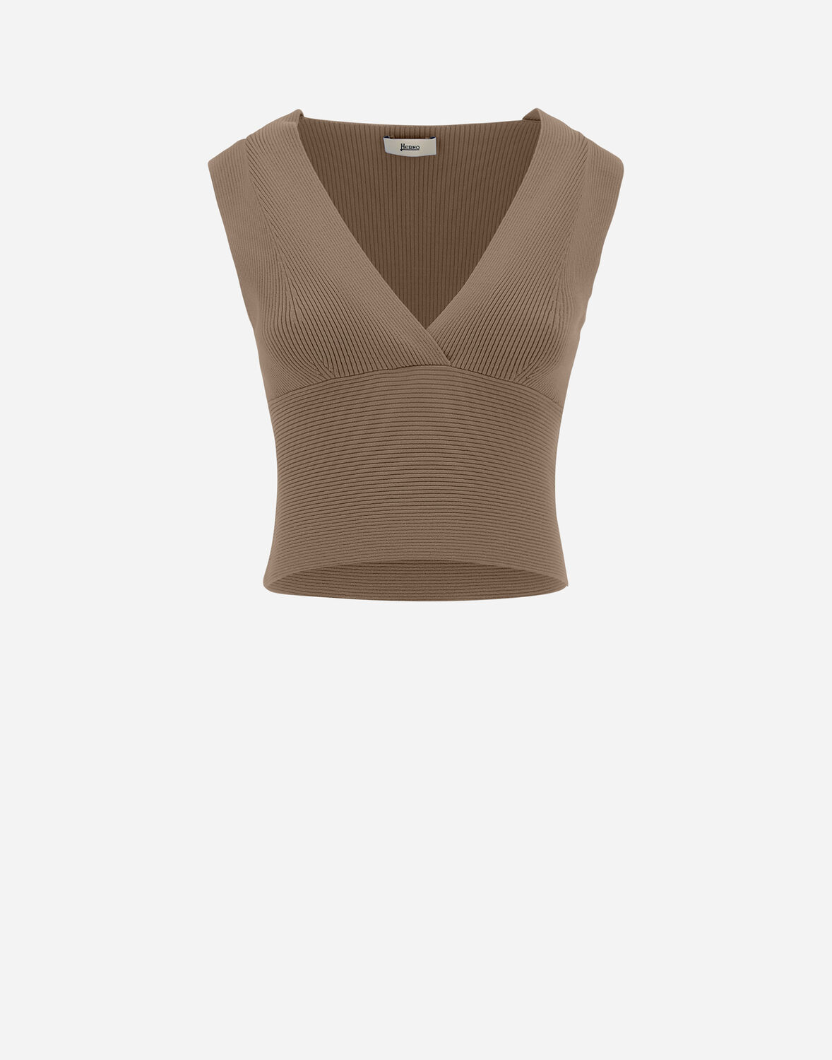 Herno Endless Viscose Rib トップ In Camel