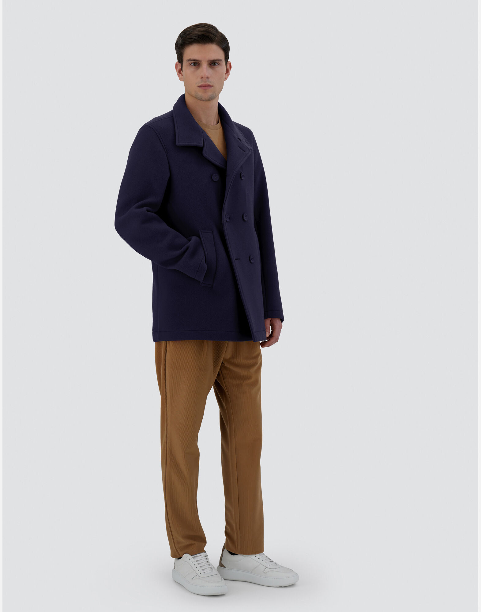 Blue peacoat men hot sale