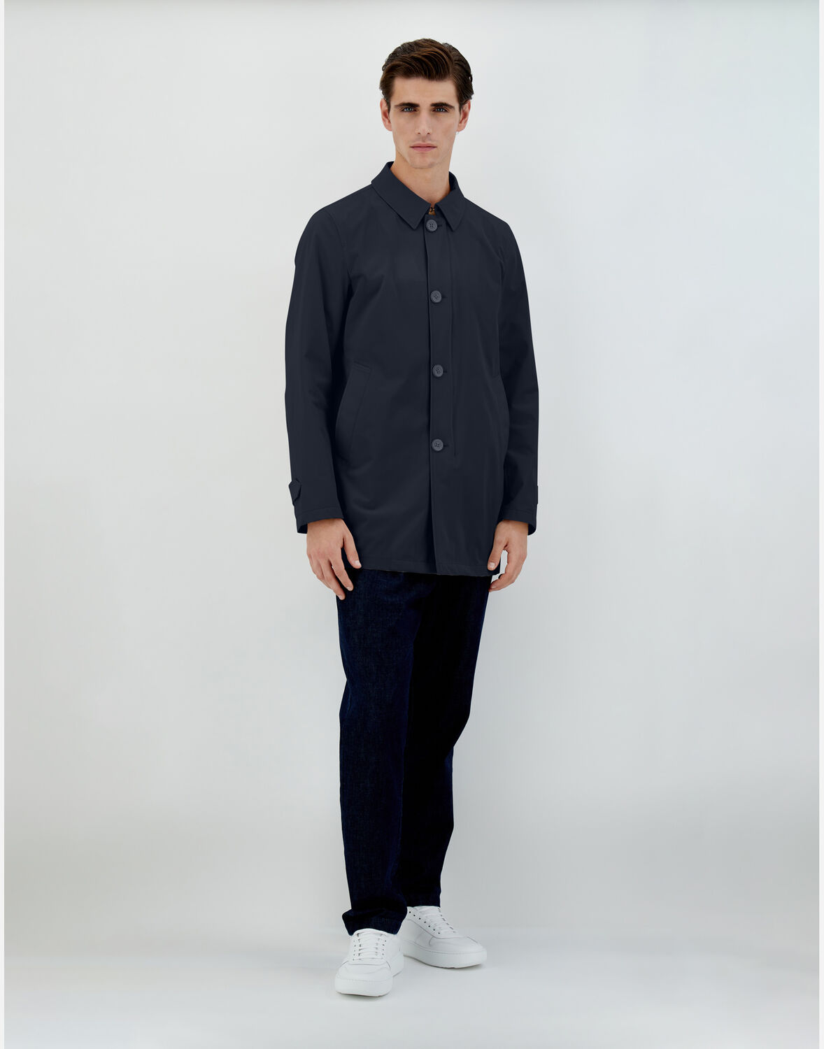 Herno Navy Blue Polyester Jacket In Blue