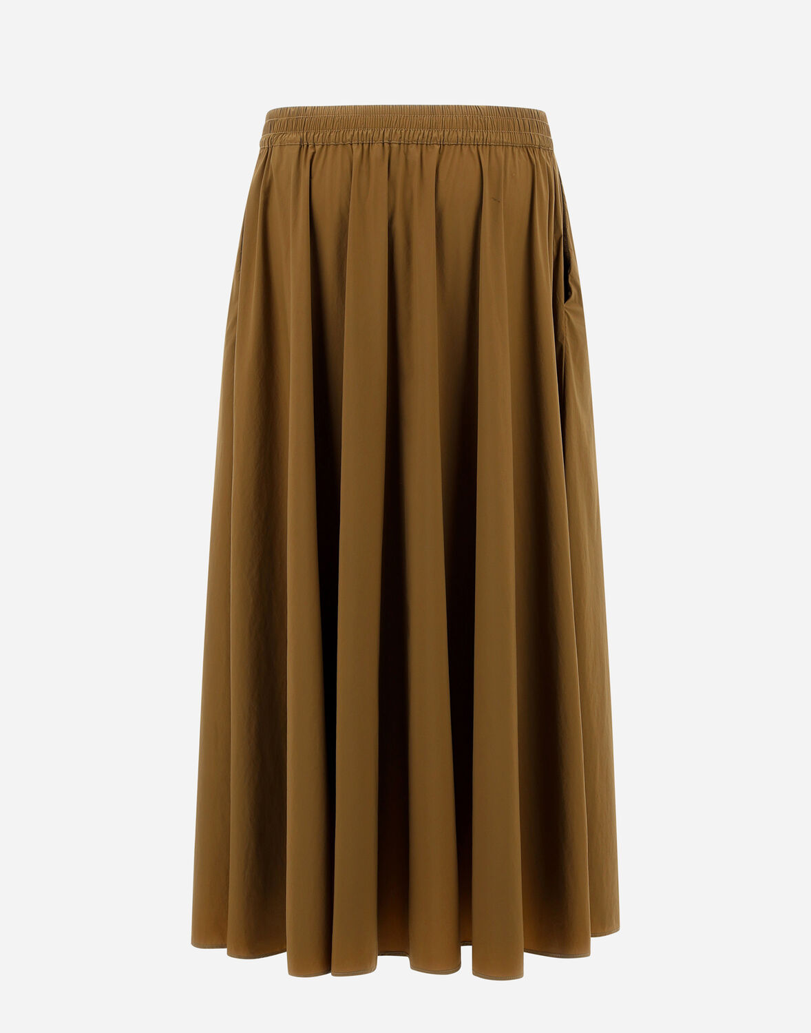 Herno Flared Skirt In Camel Lightweight Nylon Stretch In Copper