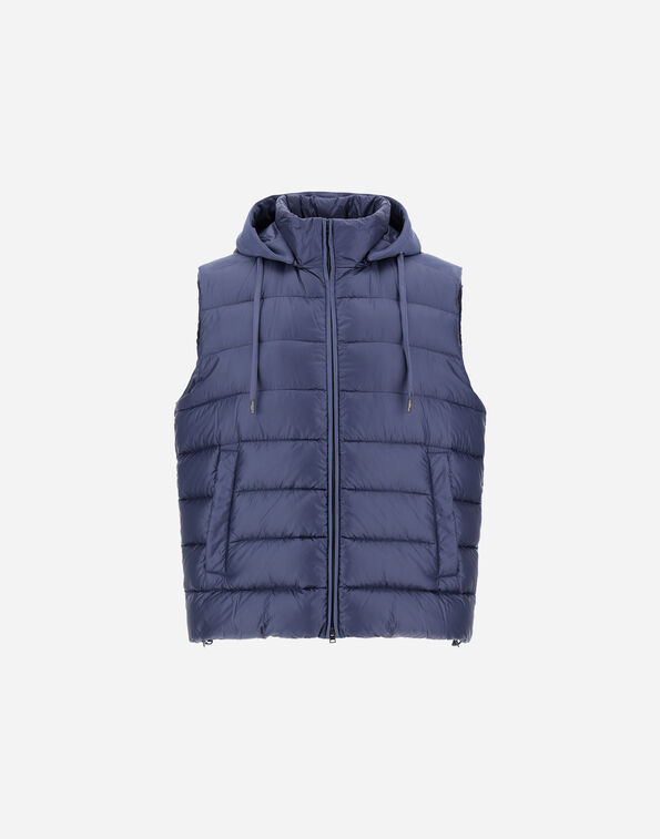 Herno RESORT VEST IN ULTRALIGHT NYLON AND SUEDE-EFFECT MICROFIBRE Light Blue PI00117UR12020Z9122