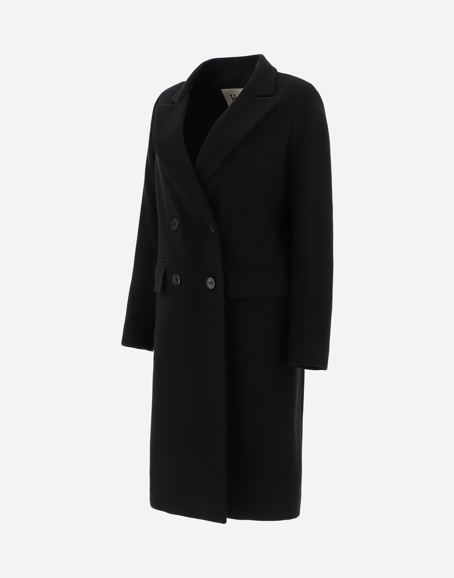 DOUBLE-BREASTED DIAGONAL WOOL COAT