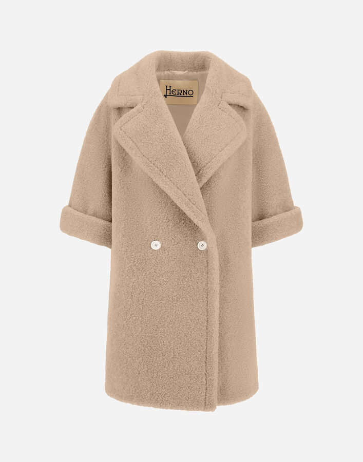 Herno DOUBLE-BREASTED COAT IN MELANGE TEDDY Chantilly GC000492D127351983