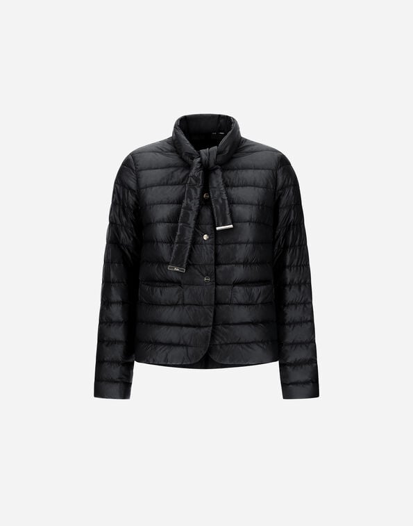 Herno BLAZER WITH SCARF IN NYLON ULTRALIGHT Black PI002201D12017Z9300