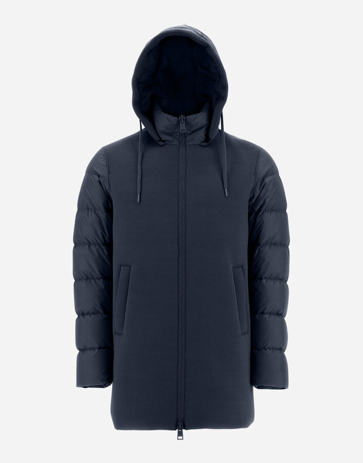 Herno Men's Long Parka in Three Layers Scuba Black