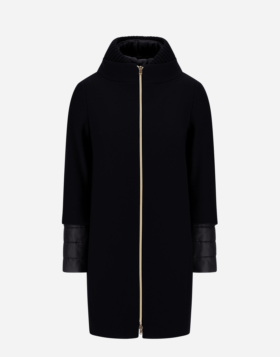 Herno Wool Blend With Quilted Lining Coat In Black