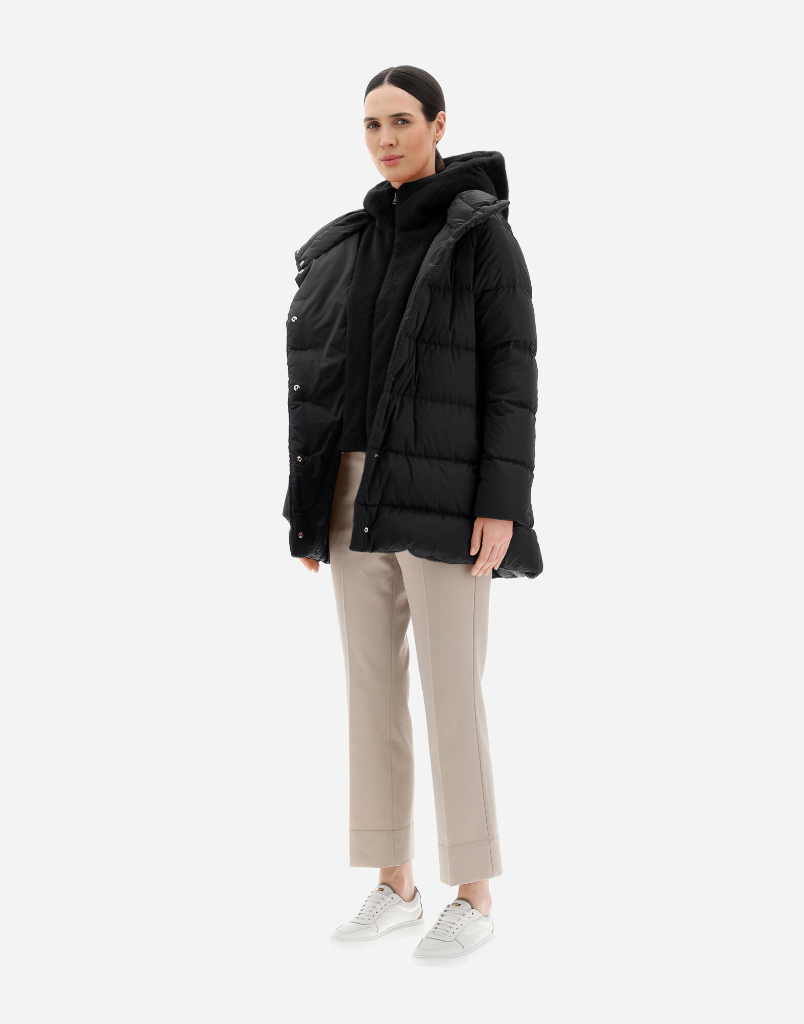 PIUMINO MEDIO LADY FAUX FUR HDM in Black for Women Herno