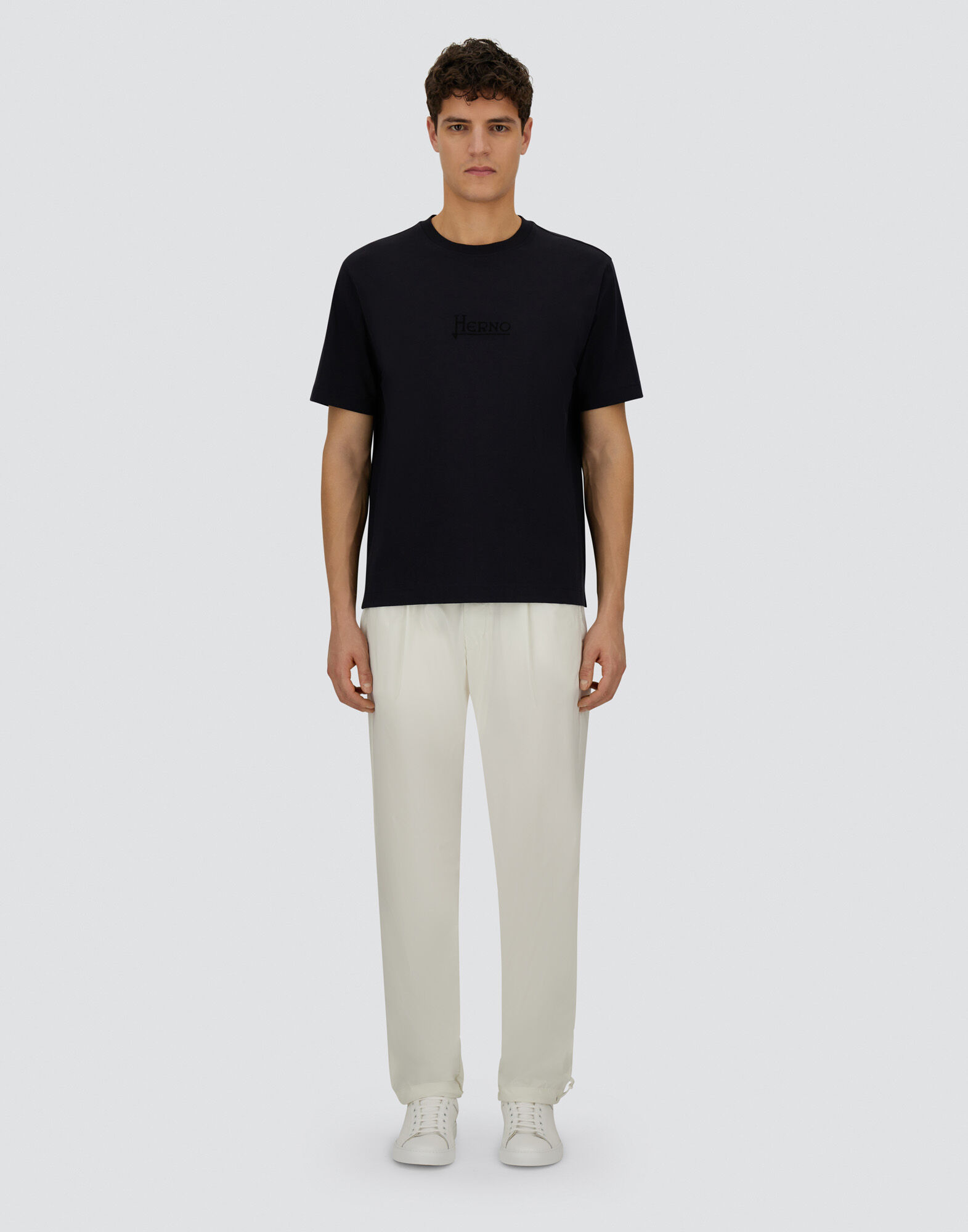 メンズ リゾート ピュア コットン ジャージー Tシャツ ネイビーブルー