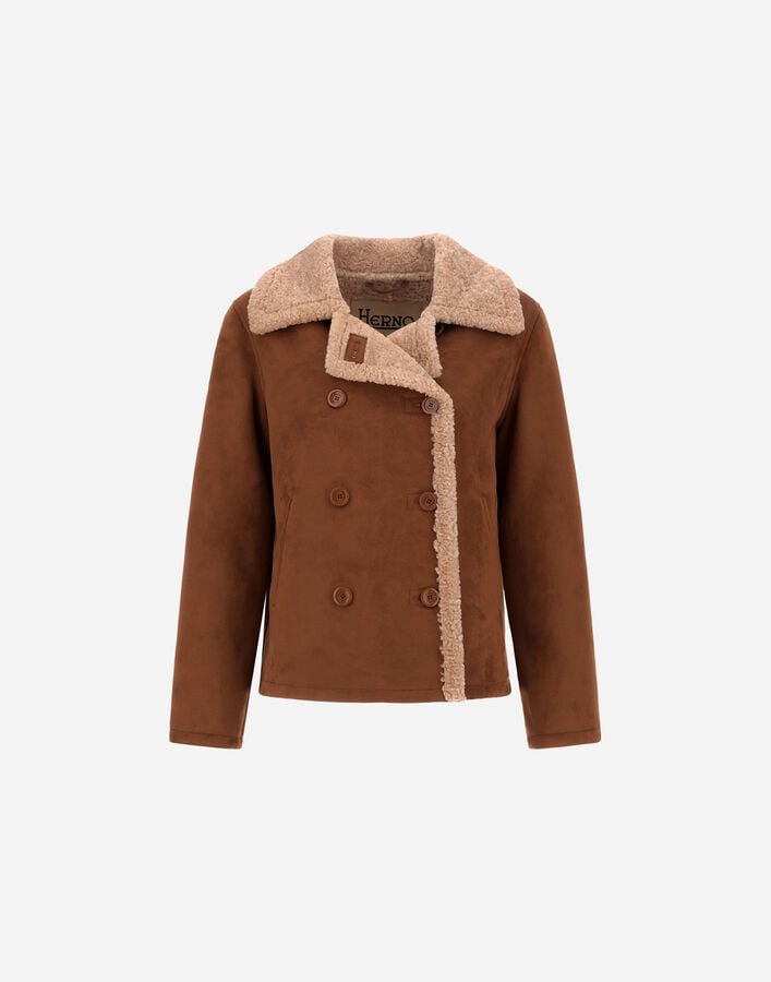 Herno CHAQUET&Oacute;N EFECTO BORREGUITO Marr&oacute;n/Blanco Leche GC000604D127548012