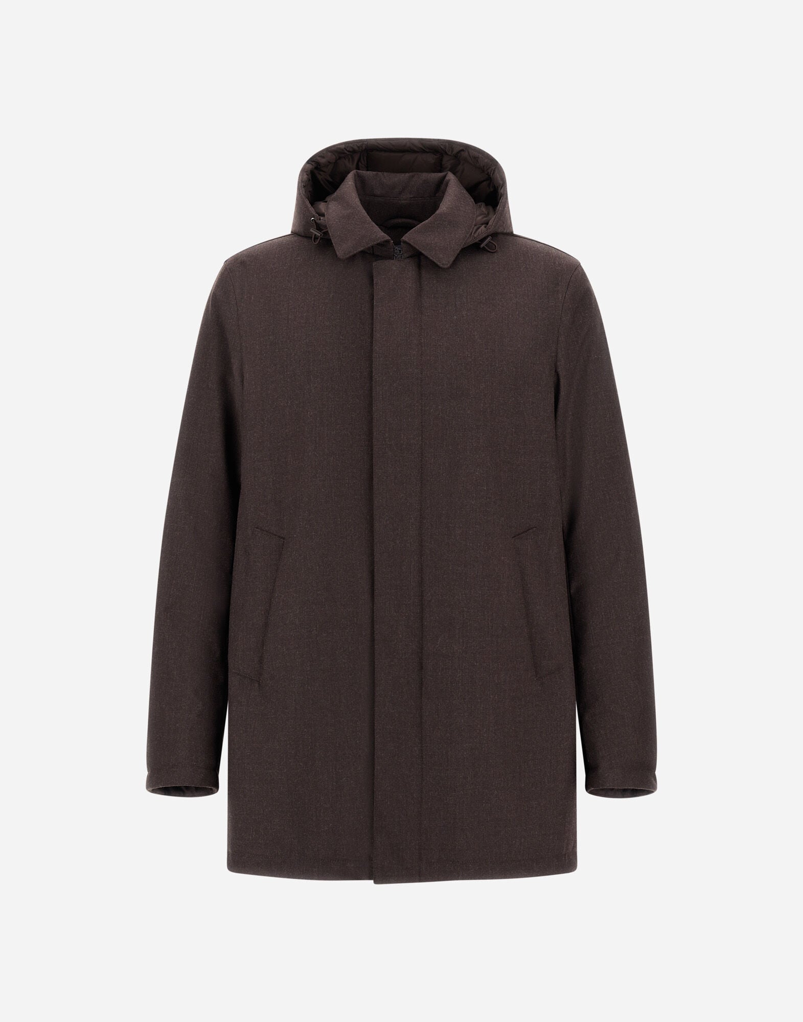 メンズ FLANNEL COAT WITH WATERPROOF MEMBRANE ダークブラウン