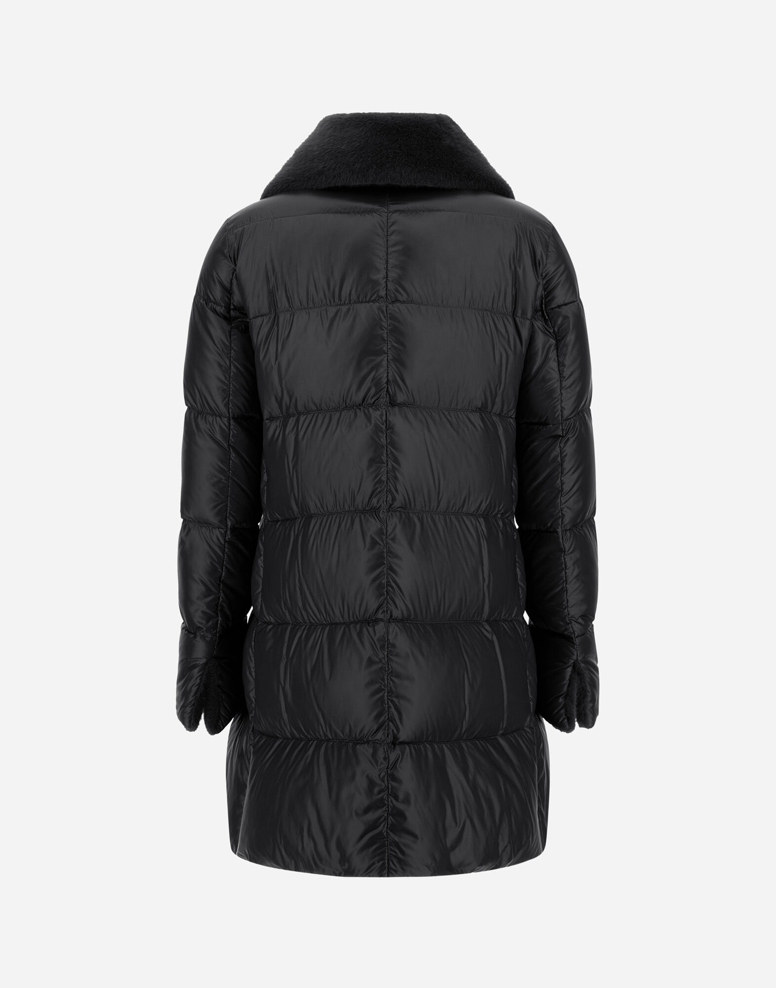 HERNO ヘルノ14A ブラックファーコート HERNO（ヘルノ） A-Shape Fur Down Jacket ダウンジャケット Aシェイプ