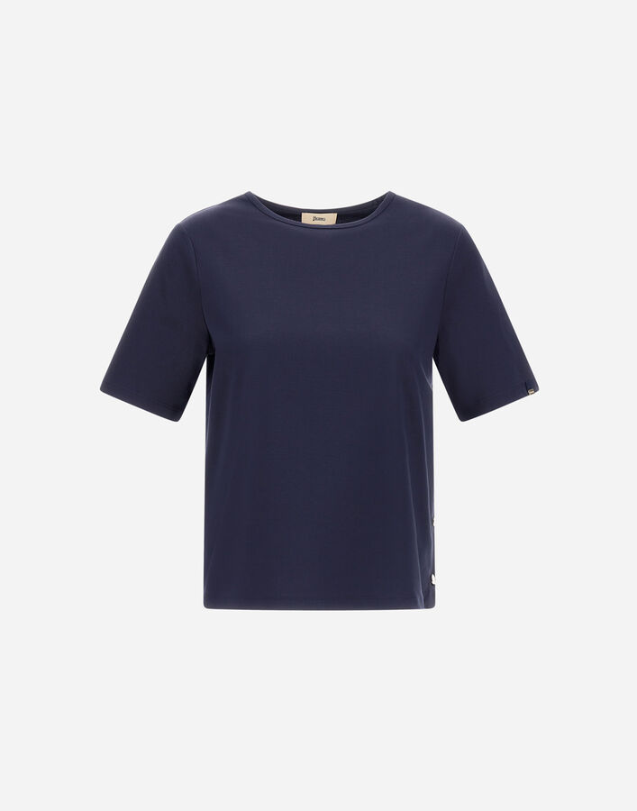 Herno T-SHIRT IN EVER COTTON INTERLOCK AND MONOGRAM LUREX Blue JG000258D520639281