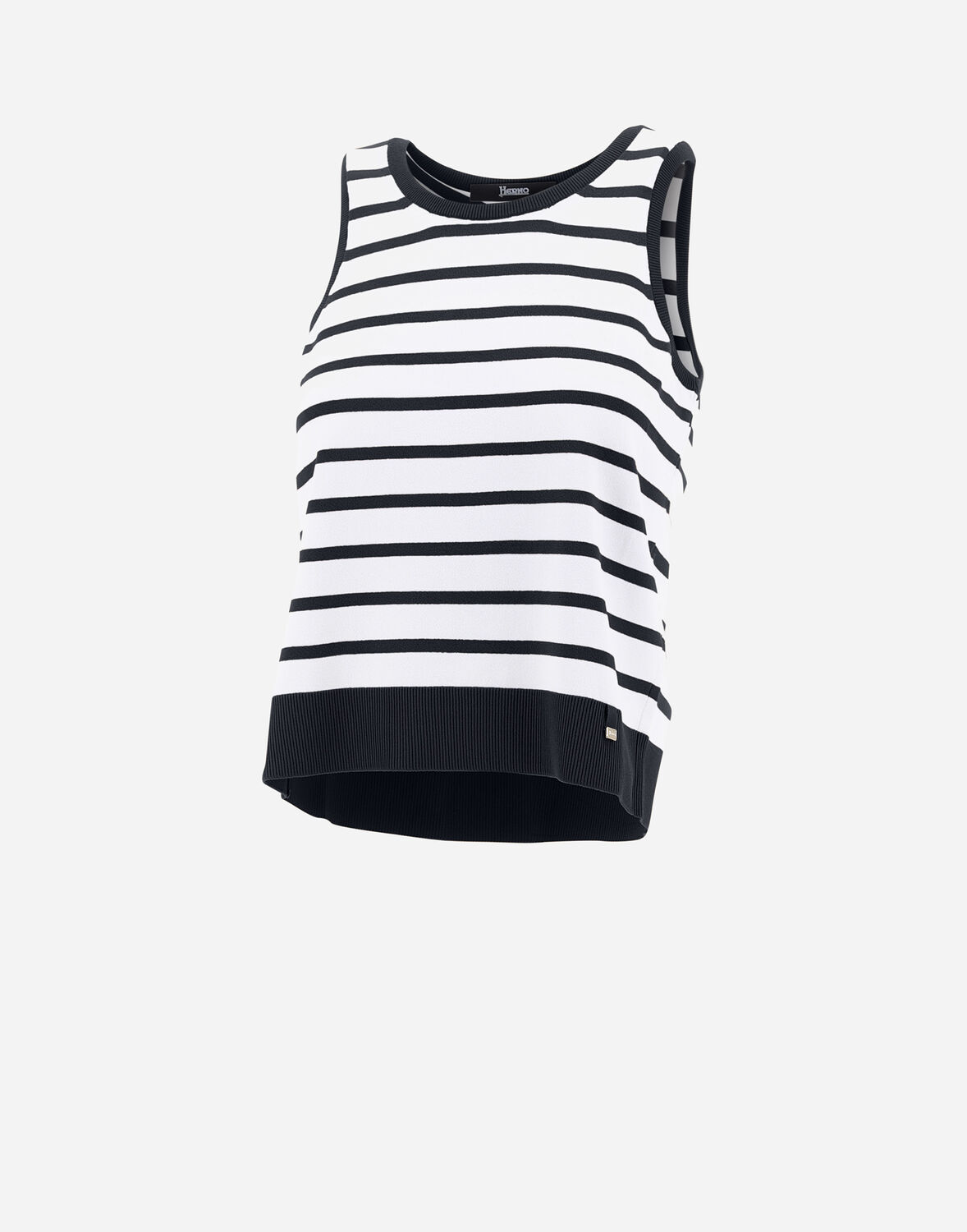 Herno Endless Viscose Stripes トップ In Navy Blue