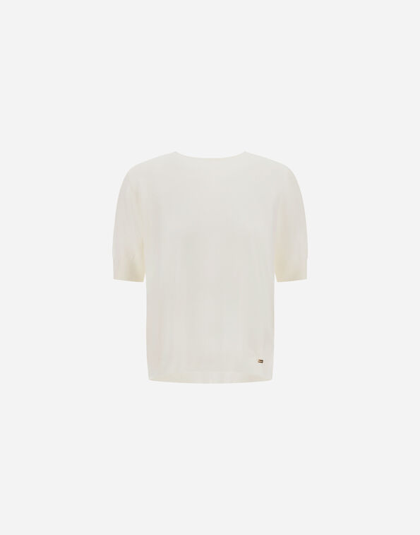Herno STOCKING-STITCH EXTRAFINE WOOL T-SHIRT Milk White MG000255D703731010