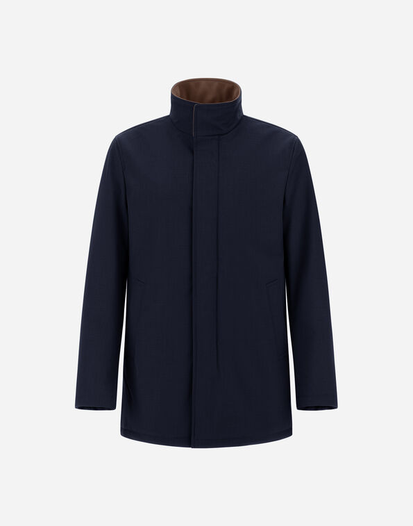 Herno M&Eacute;LANGE TWILL AND SUEDE EFFECT COAT Navy Blue CA000230U127309250