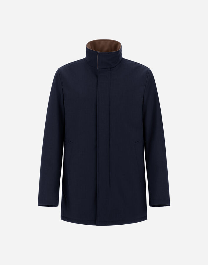 Herno M&Eacute;LANGE TWILL AND SUEDE EFFECT COAT Navy Blue CA000230U127309250