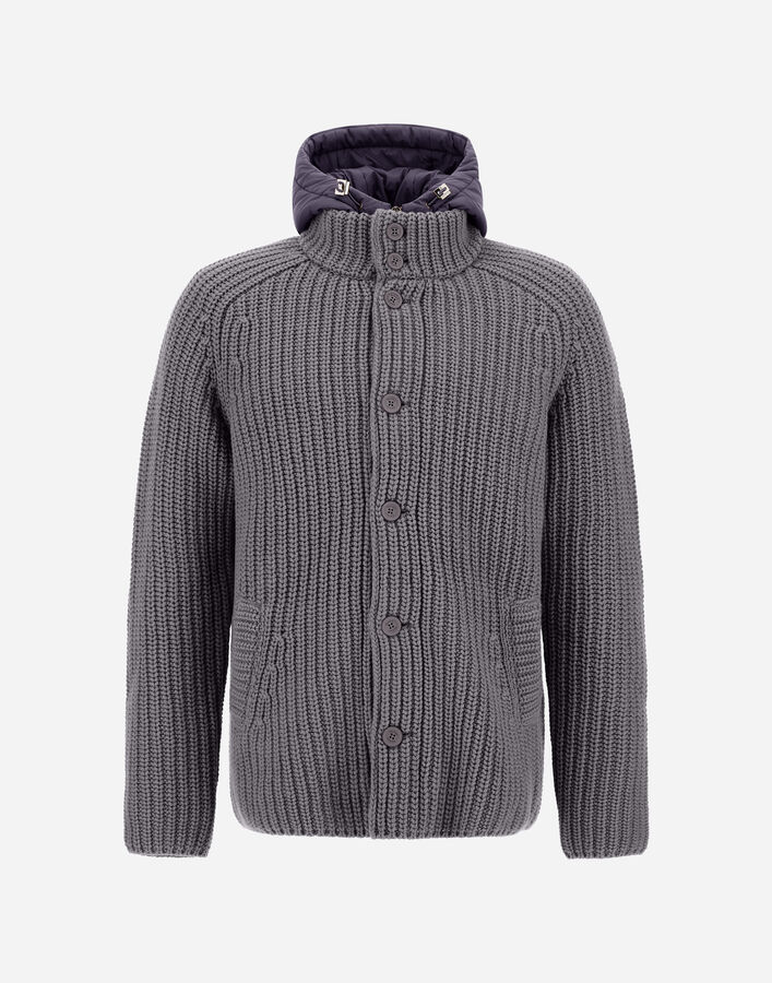 Herno CARDIGAN IN COB STITCH WOOL Grey MC000150U700169460