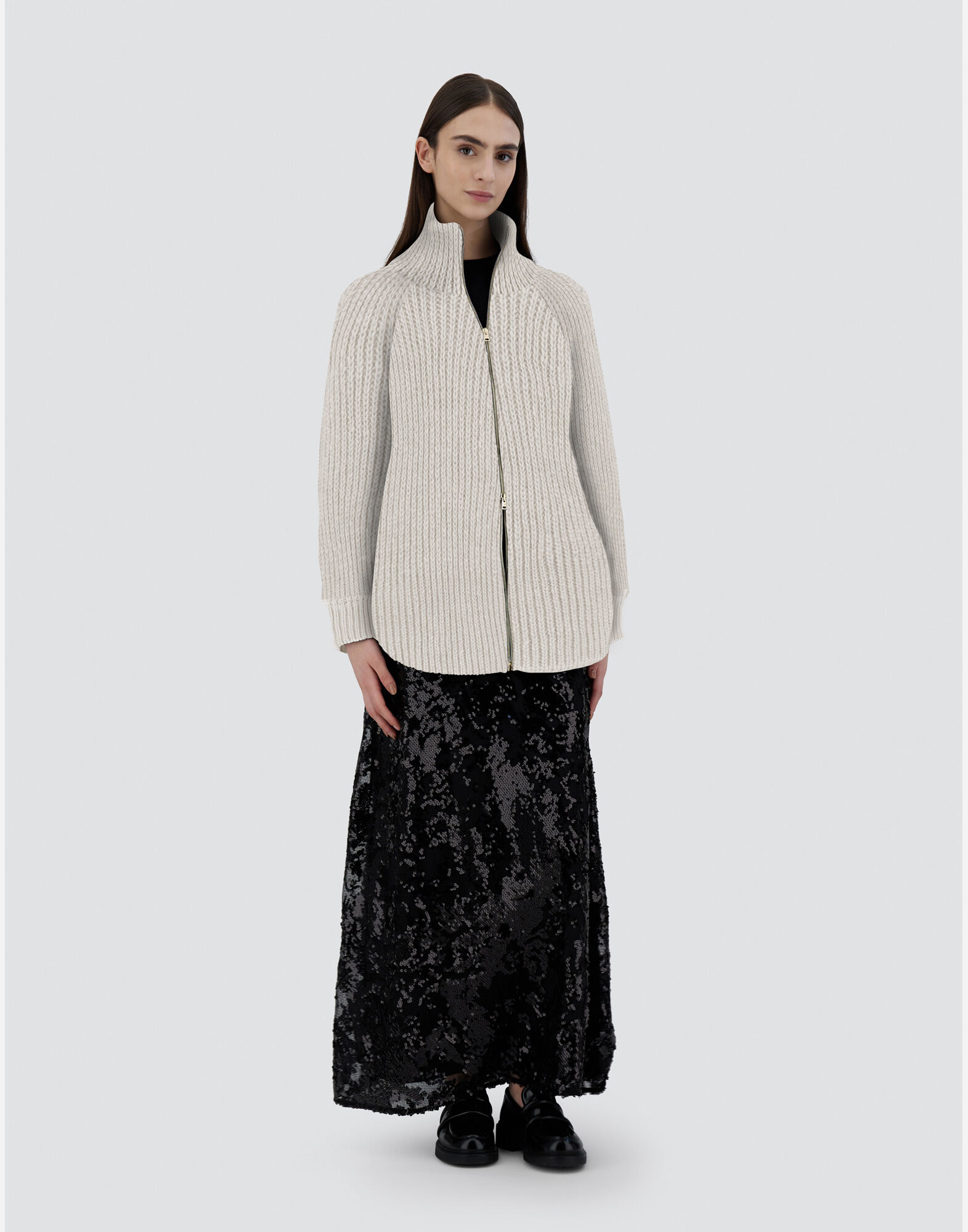 H＞SOLID WOOL 9G V CARDIGAN ブラック M