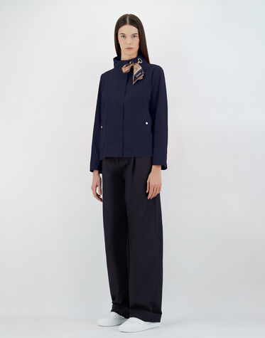 レディース LIGHT COTTON CANVAS スカーフ付きジャケット ネイビー 