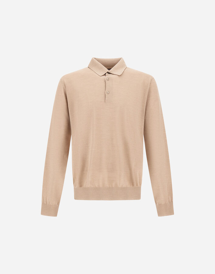 Herno RESORT POLO SHIRT IN WOOL AND SILK KNIT Ecru MPL0005UR700251980