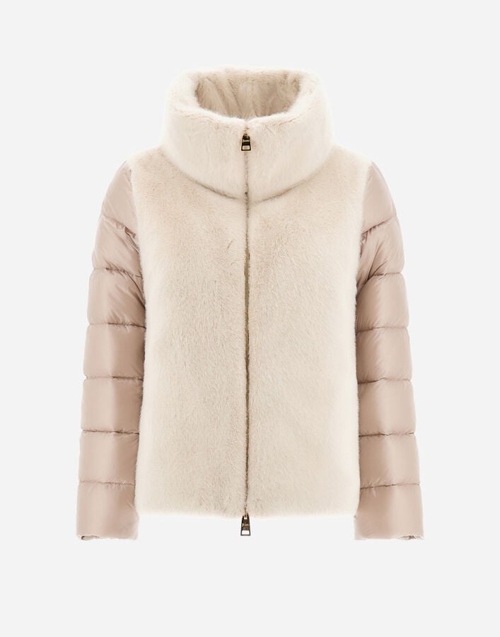 Herno CAPE IN NYLON ULTRALIGHT AND LADY ALTERNATIVE FUR Chantilly PI002017D12017Z1985