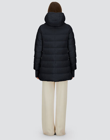 レディース ナイロンシャモニー Aシェイプ コート ブラック | Herno 