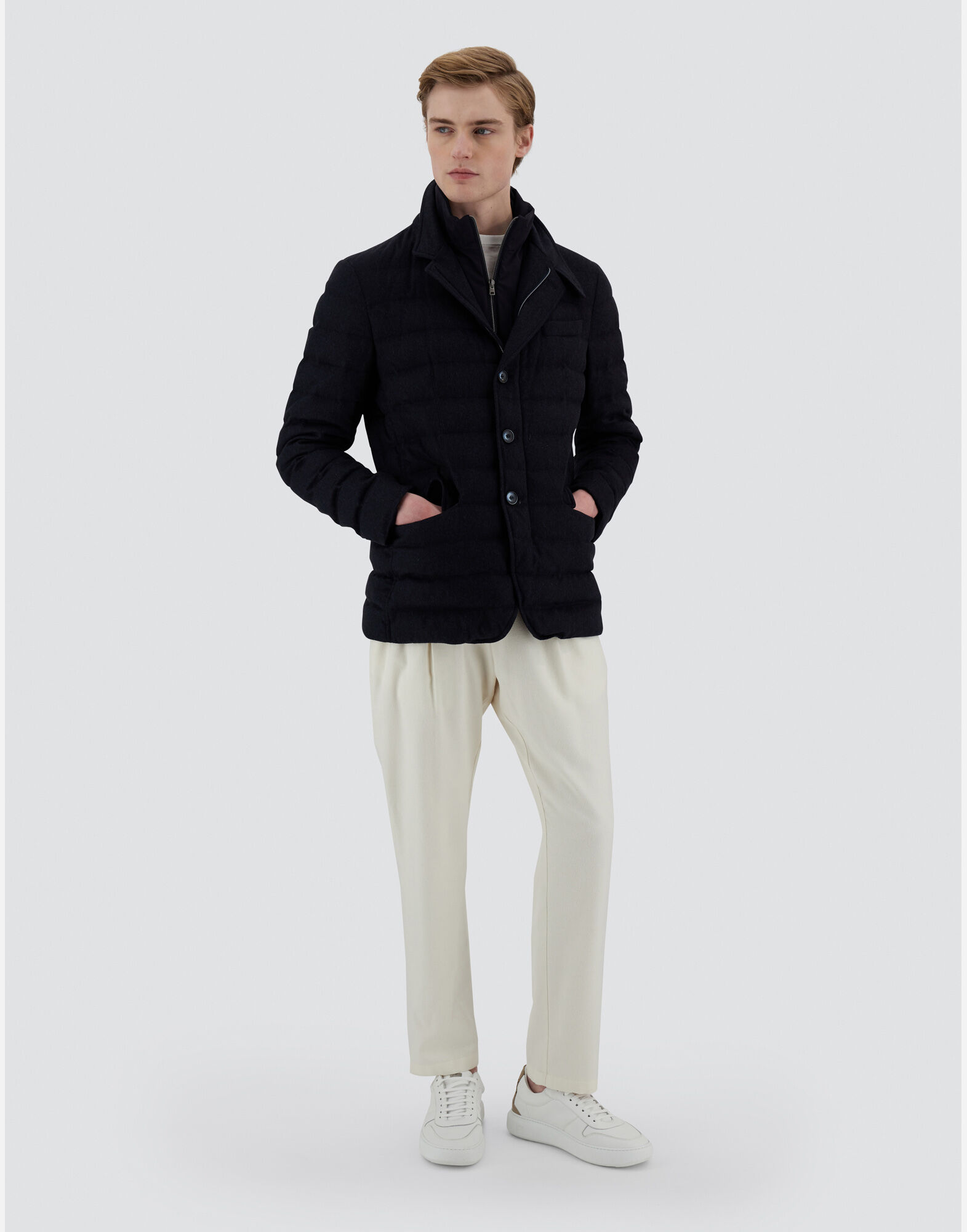 HERNO ジャケット カシミア シルク エコアージュ メンズ カシミヤ＆シルク コート ブルー/ブラウン | Herno® (ヘルノ)