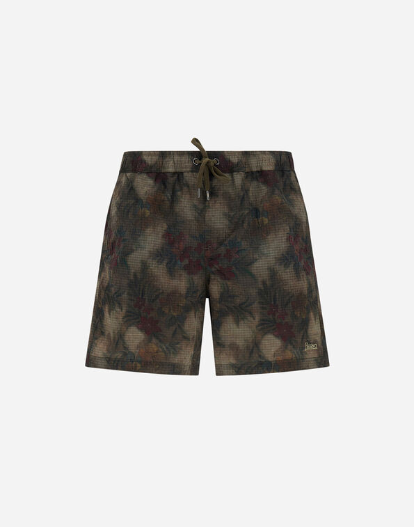 Herno SWIM SHORTS IN TROPICAL PATTERN RIPSTOP Mud CST00001U127778500
