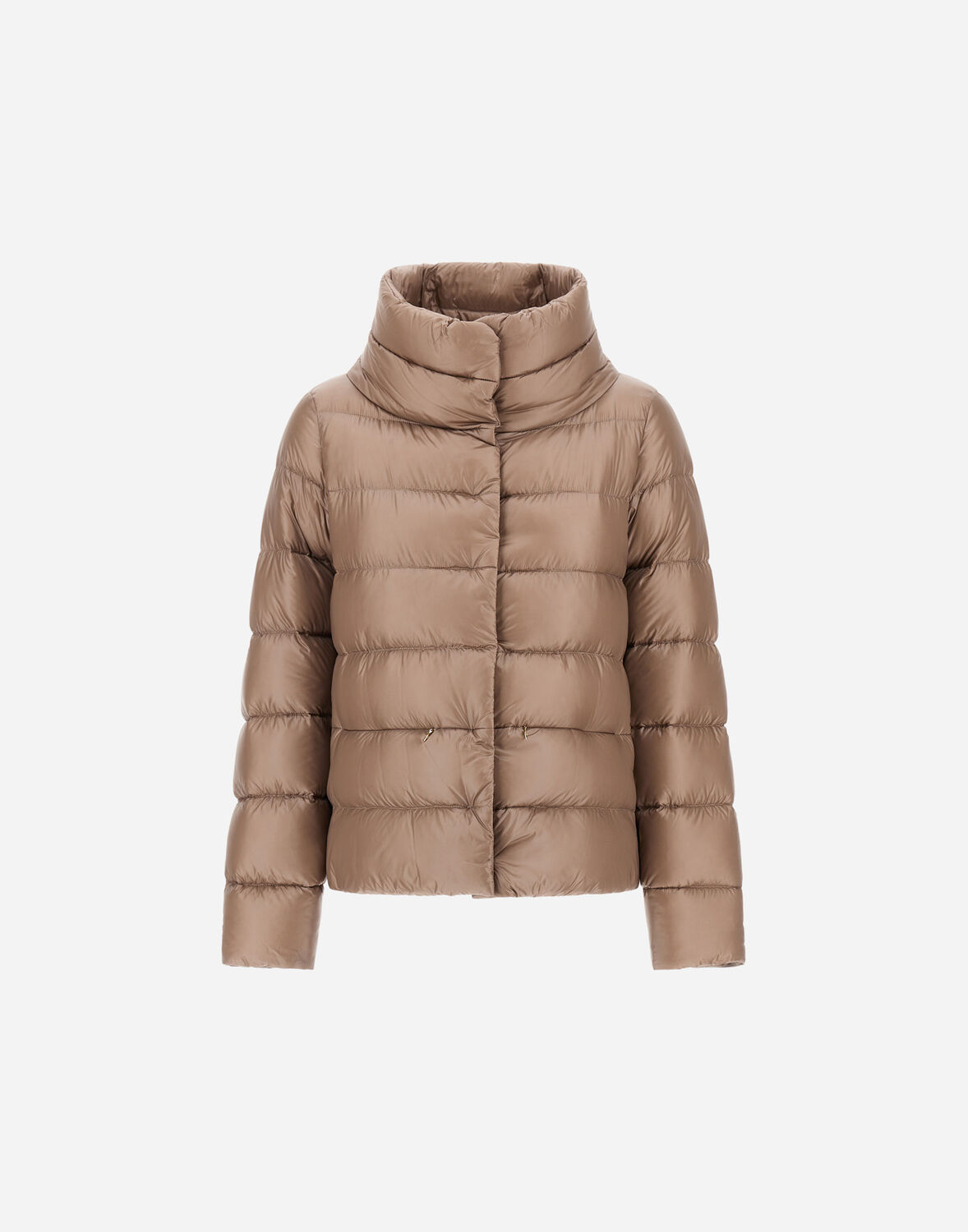 Herno High Collar Quilted Down Jacket In Dove Grey