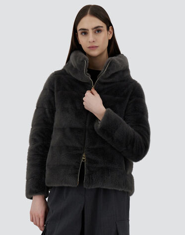 レディース ニュー・レディ・フェイクファー ジャケット グレー  