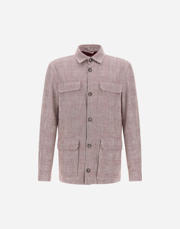 Herno FIELD JACKET IN GLEN CHECK LINEN Bordeaux FI000149U171566700