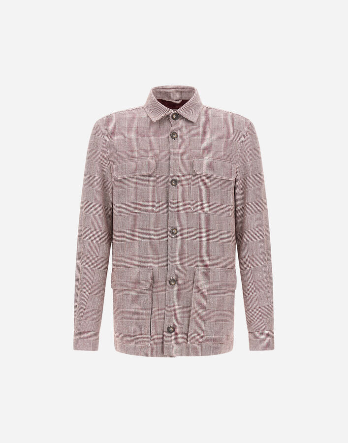 Herno FIELD JACKET IN GLEN CHECK LINEN Bordeaux FI000149U171566700