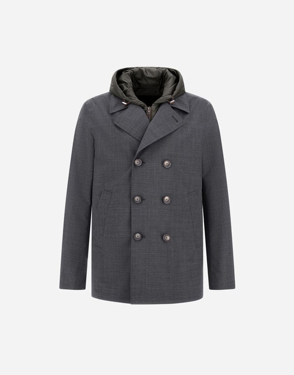 Herno WOOL, ECOAGE AND 3-LAYER MEMBRANE PEA COAT Grey PE0001UNW128889450