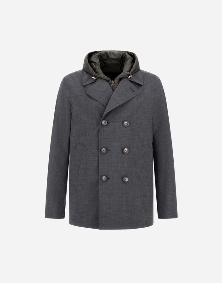 Herno WOOL, ECOAGE AND 3-LAYER MEMBRANE PEA COAT Grey PE0001UNW128889450