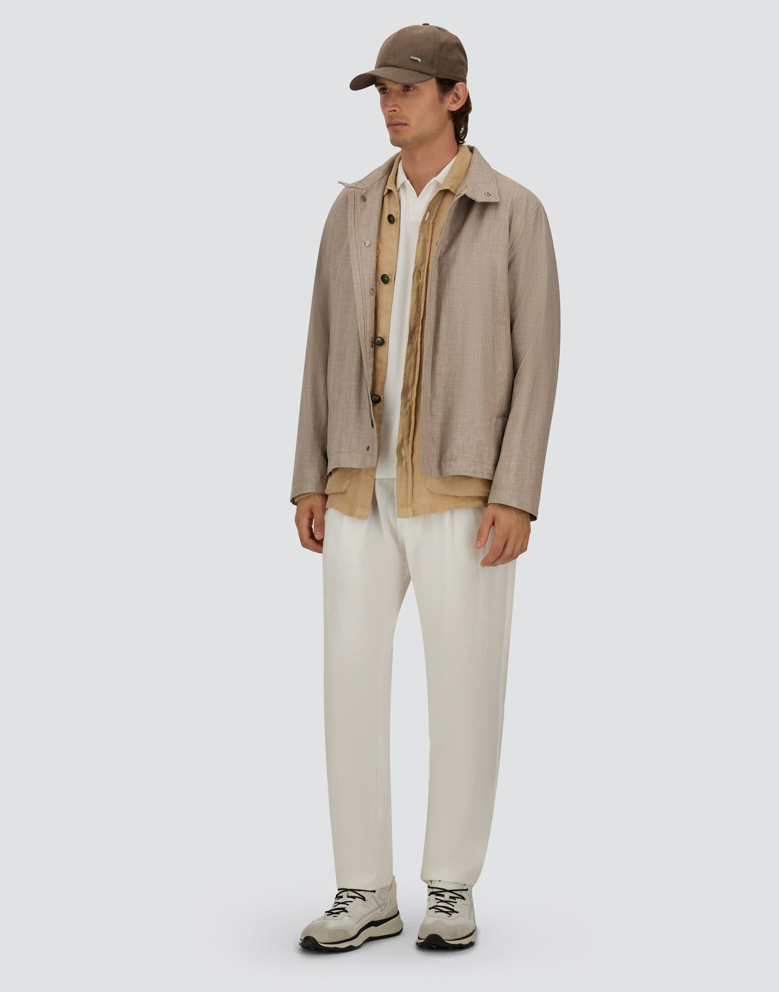 JACKET IN 2 LAYERS LINEN in Chantilly for Men | Herno®