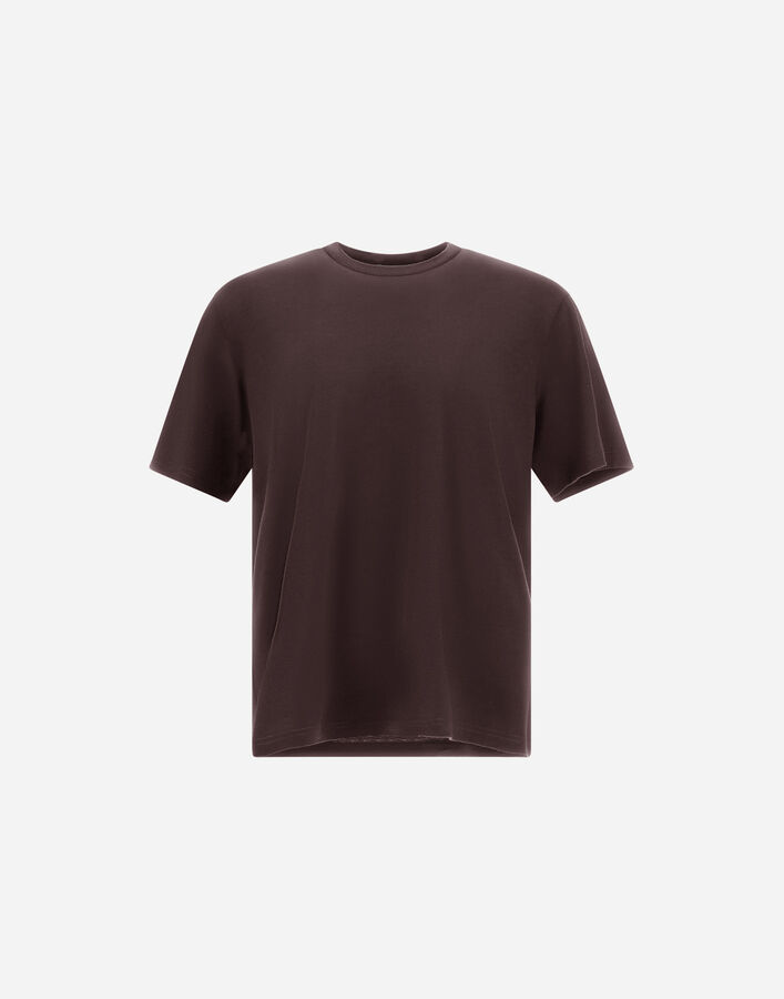 Herno RESORT T-SHIRT IN WOOL JERSEY WITH A SHINY FINISH Dark Brown JG00054UR520688800