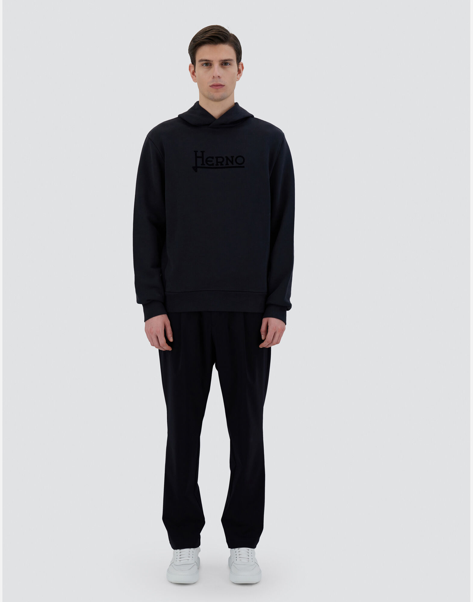 HOODIE IN HEAVY COTTON SWEATER in Navy Blue for Men Herno