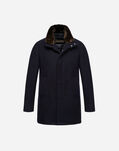 Herno DIAGONAL WOOL CARCOAT WITH FUR Blue Dark CA0071U396019290