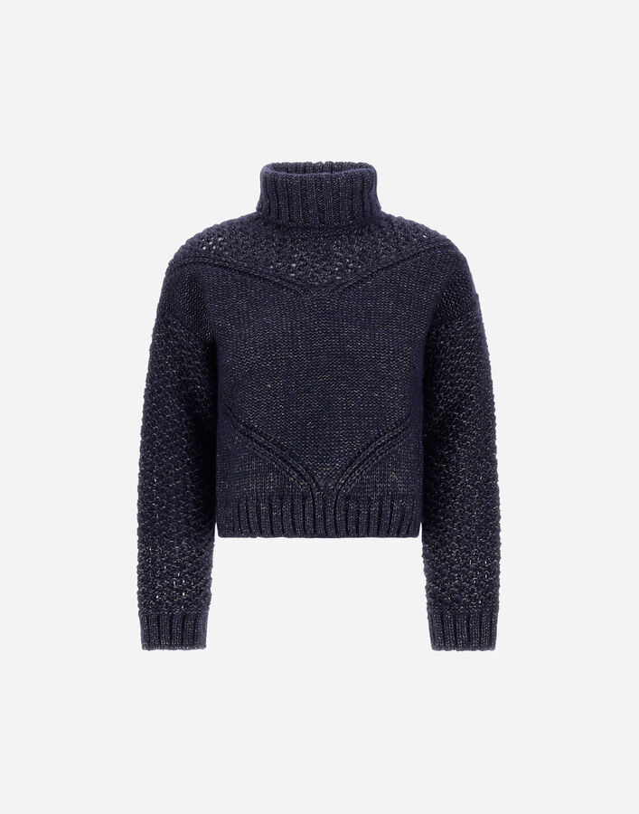 Herno OPENWORK KNIT TURTLENECK Navy Blue ML000079D760999200