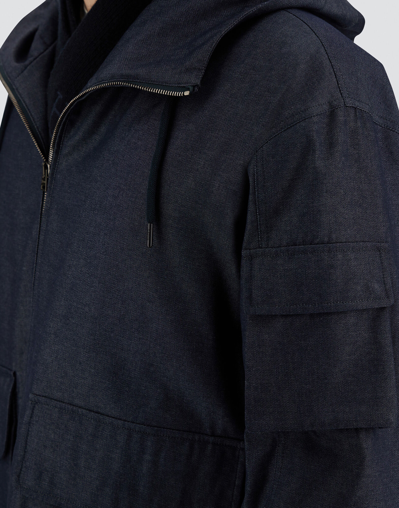 メンズ DENIM-EFFECT COTTON JACKET ネイビーブルー | Herno