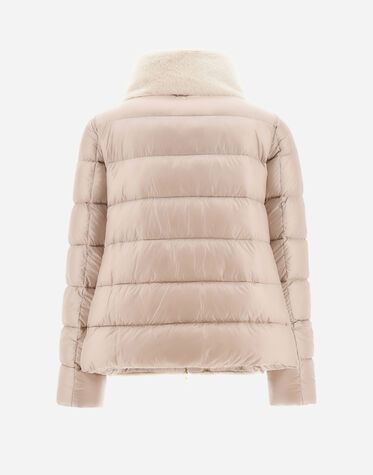 BOMBER JACKET IN NYLON ULTRALIGHT AND LADY FAUX FUR in Chantilly