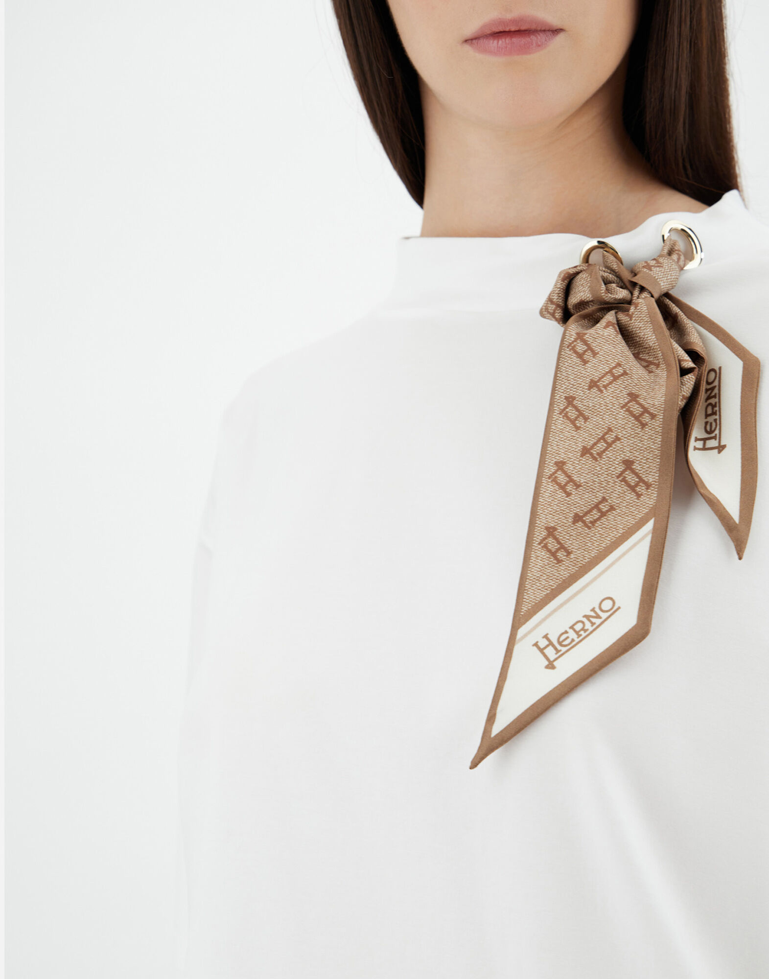 レディース BLUSA DONNA CON FOULARD AL COLLO ホワイト | Herno