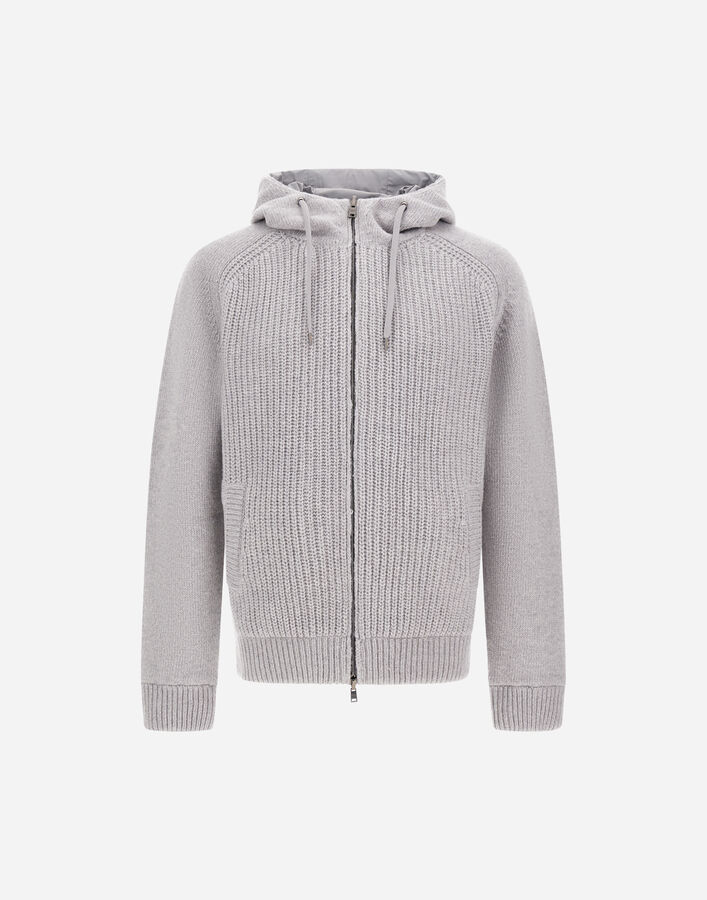 Herno RESORT CARDIGAN IN STOCKING-STITCHED CARDED WOOL Grey Pearl MC00020UR701459404
