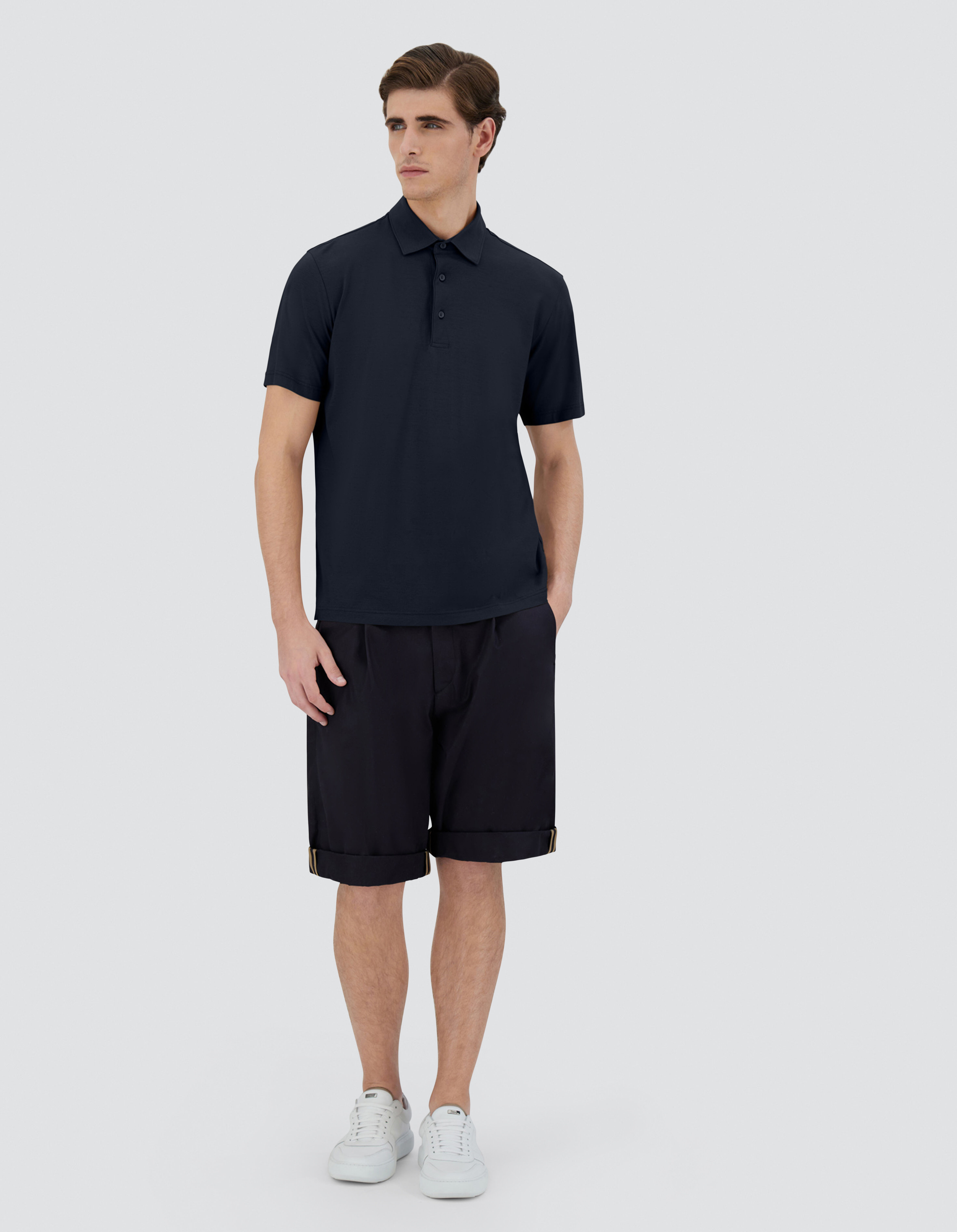 Tシャツ・カットソー HERNO SS24 CREPE POLO (JPL00115U.52005 094 9200 NAVY BLUE) JERSEY CREPE POLO SHIRT in Blu Navy for Men | Herno®